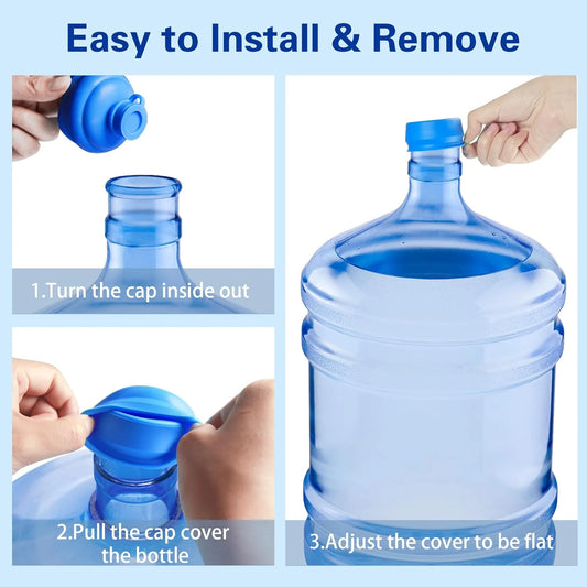 5 Pcs 3 and 5 Gallon Water Jug Cap, Silicone Reusable Replacement Cap, Non Spill Bottle Caps for 55Mm Bottle Water Dispenser Caps -