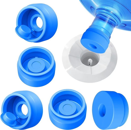 5 Pcs 3 and 5 Gallon Water Jug Cap, Silicone Reusable Replacement Cap, Non Spill Bottle Caps for 55Mm Bottle Water Dispenser Caps -