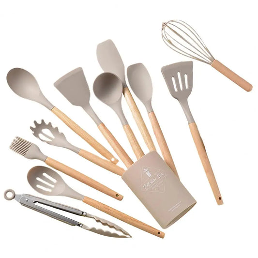 12/14Pcs Cooking Utensils Non-Stick Heat Resistant Silicone Spatula Spoon Oil Brush Shovel Egg Beater Set for Home